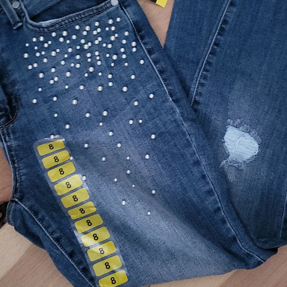 Seven7 Women's Skinny Jeans - Blue with White Accents - Picture 5 of 6